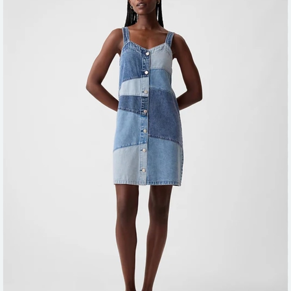 Gap Patchwork Denim Dress Small - image 1